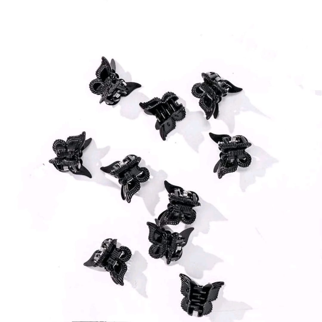 Tia Black Butterfly Hair Clip (Set of 8)