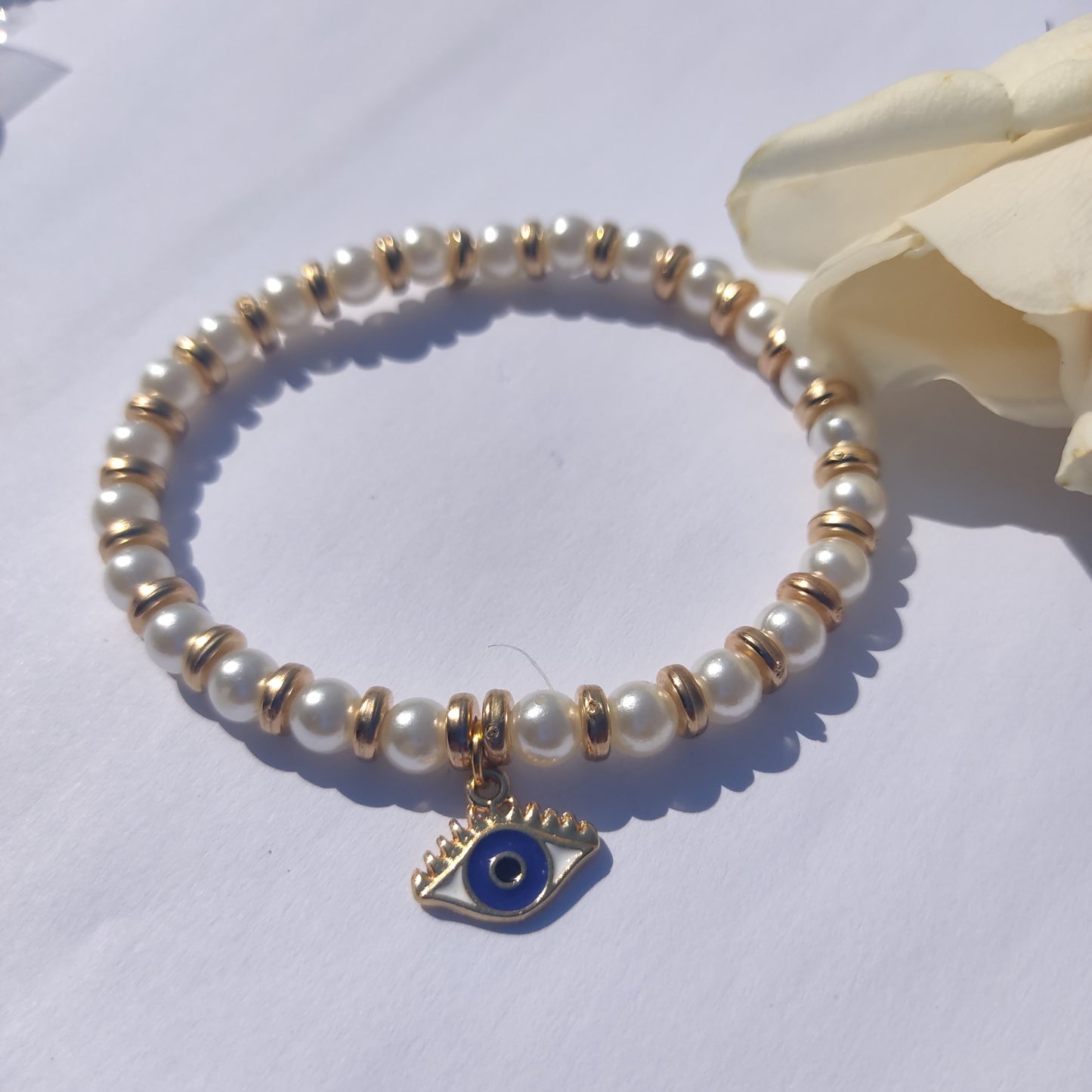 Evil Eye Pearl Bracelet