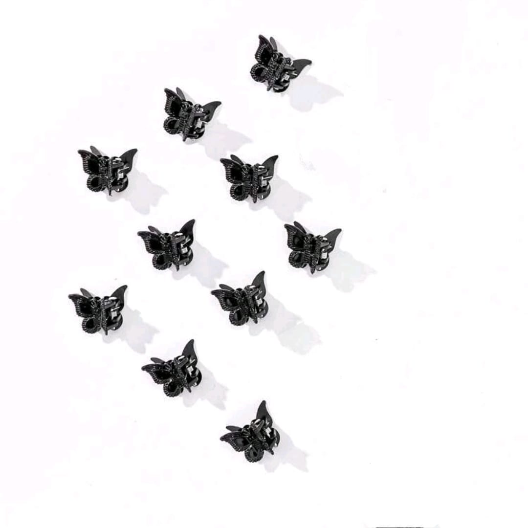 Tia Black Butterfly Hair Clip (Set of 8)