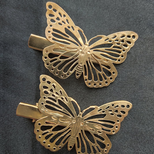 Gold Butterfly Hair Clips (Large)