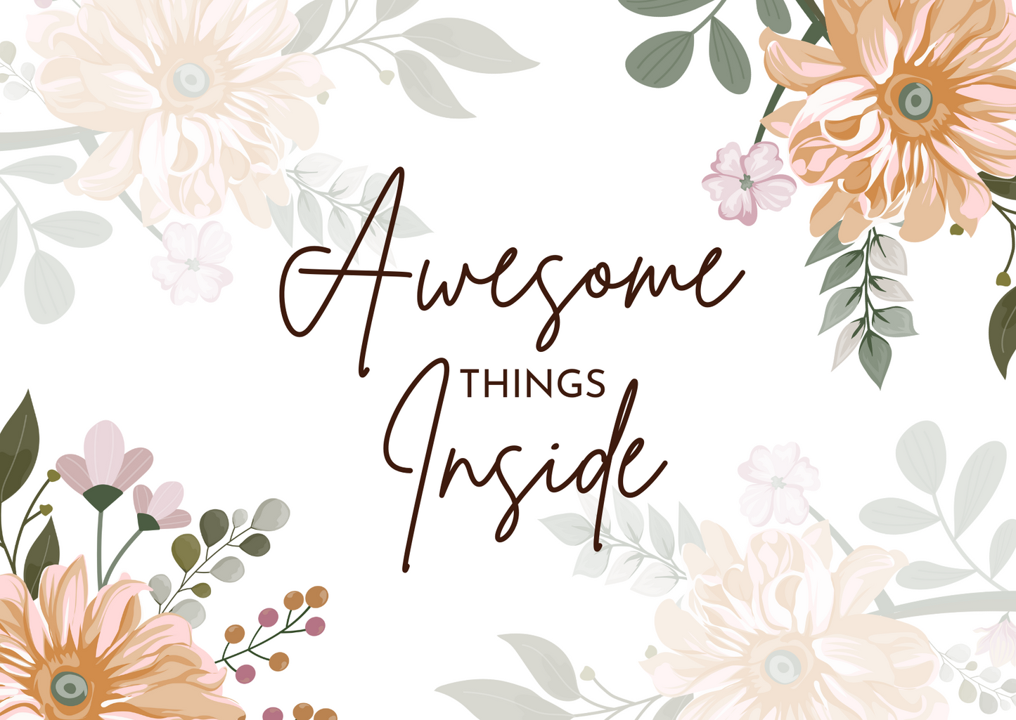 "Awesome Things Inside" Packaging Sticker- Flowers (Pack of 40 or 80)