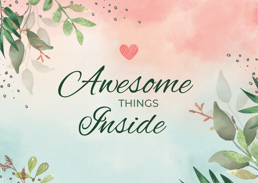 "Awesome Things Inside" Packaging Sticker- Pink & Green (Pack of 40 or 80)