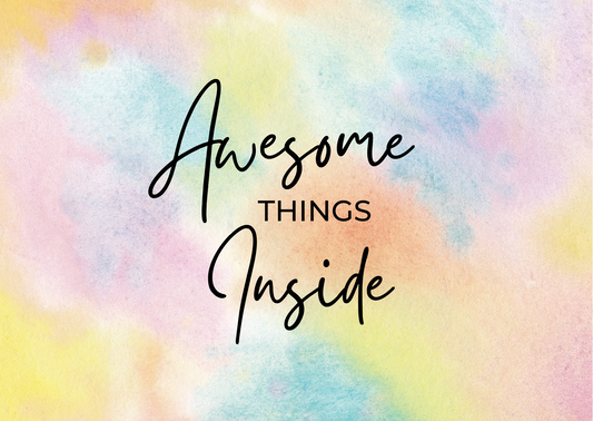 "Awesome Things Inside" Packaging Stickers- Pastel  (Pack of 40 or 80)