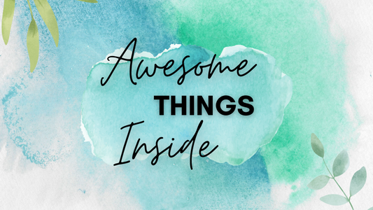 "Awesome Things Inside" Packaging Sticker- Blue & Green (Pack of 40 or 80)