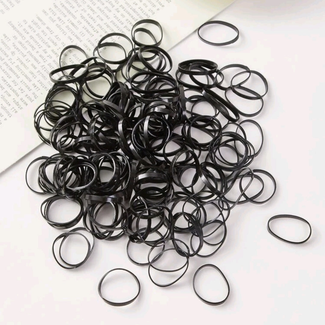 Black Mini Elastic Hair Bands (Set of 100) – The Aesthetic