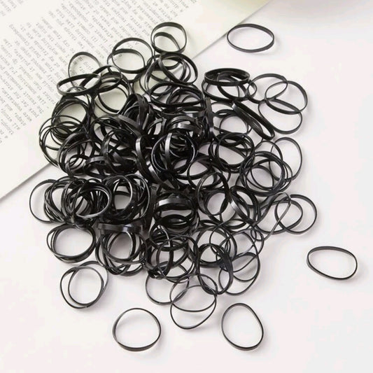 Black Mini Elastic Hair Bands (Set of 100)