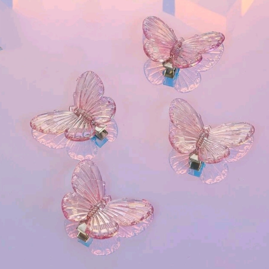 Transparent Butterfly Hair Clips (Pack of 4)