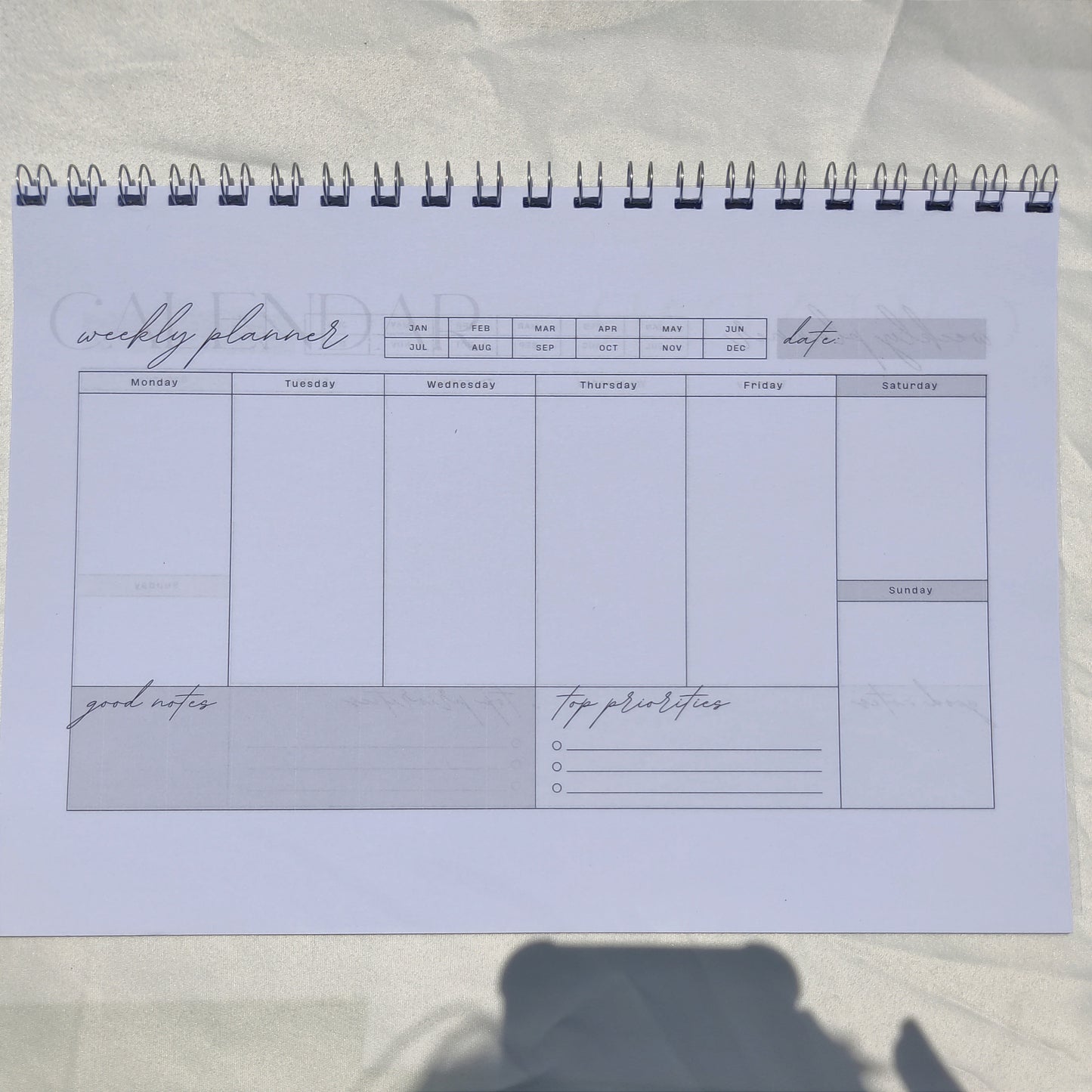 Minimal Weekly Planner Notebook A4