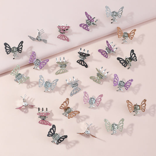 Tia Glitter Butterfly Metal Hair Clips (Pack of 8)