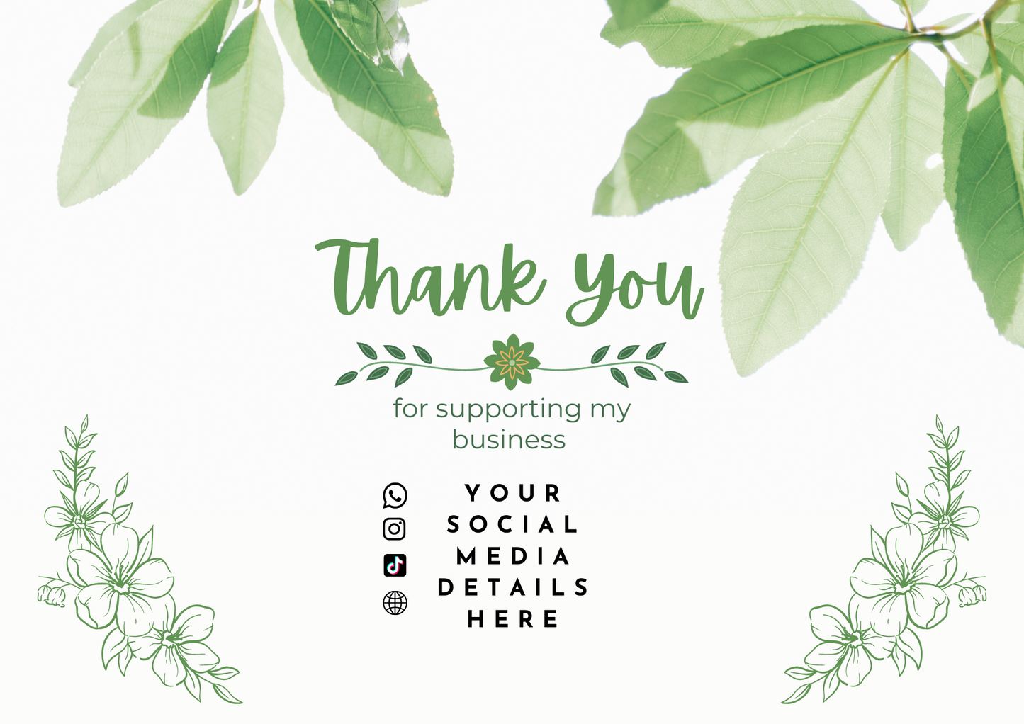 Thank You Cards- Planty (Personalised) Pack of 50 or 100